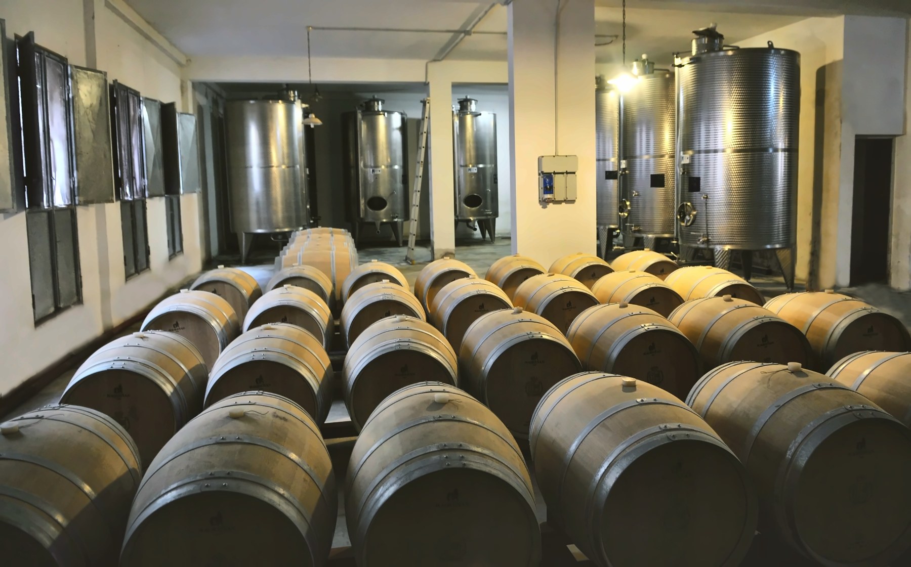 File di botti nella barricaia